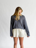 By Together Venus White Woven Linen Shorts