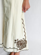 Vanessa Cream Embroidery Detail Button Down Midi Dress
