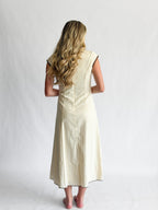 Vanessa Cream Embroidery Detail Button Down Midi Dress