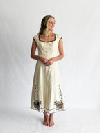 Vanessa Cream Embroidery Detail Button Down Midi Dress