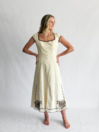 Vanessa Cream Embroidery Detail Button Down Midi Dress