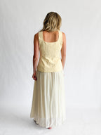 Ursula Butter Yellow Button Vest Mixed Media Maxi Dress