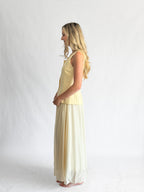 Ursula Butter Yellow Button Vest Mixed Media Maxi Dress
