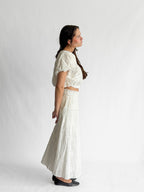 Winifred White Floral Embroidery Cotton Midi Skirt