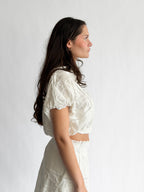 Winifred White Floral Embroidery Cropped Cotton Top