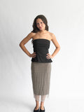 Whitney Taupe Beaded Mesh Back Slit Midi Skirt