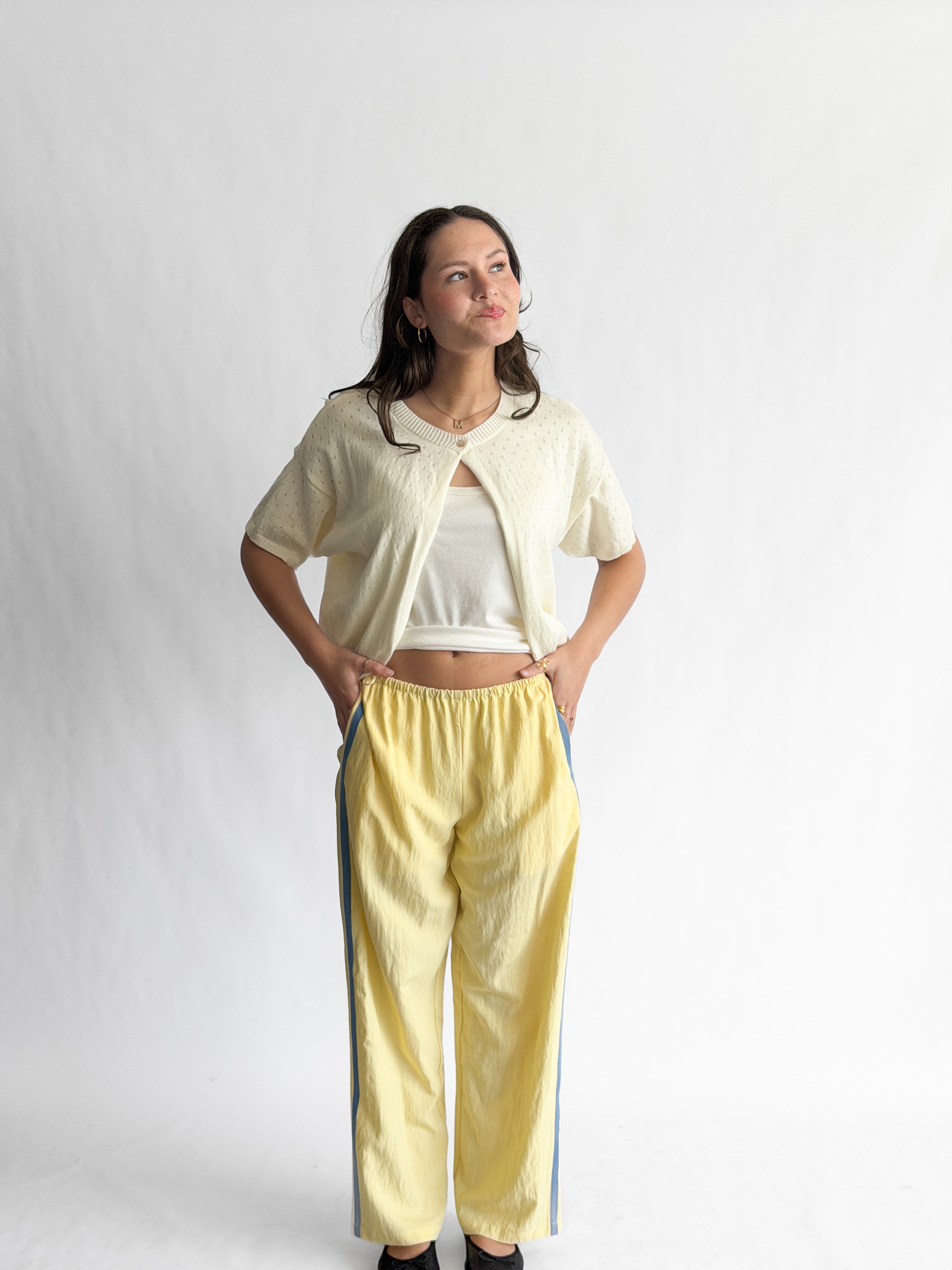 Things Between Landon Sporty Stripe Track Pants (Butter)