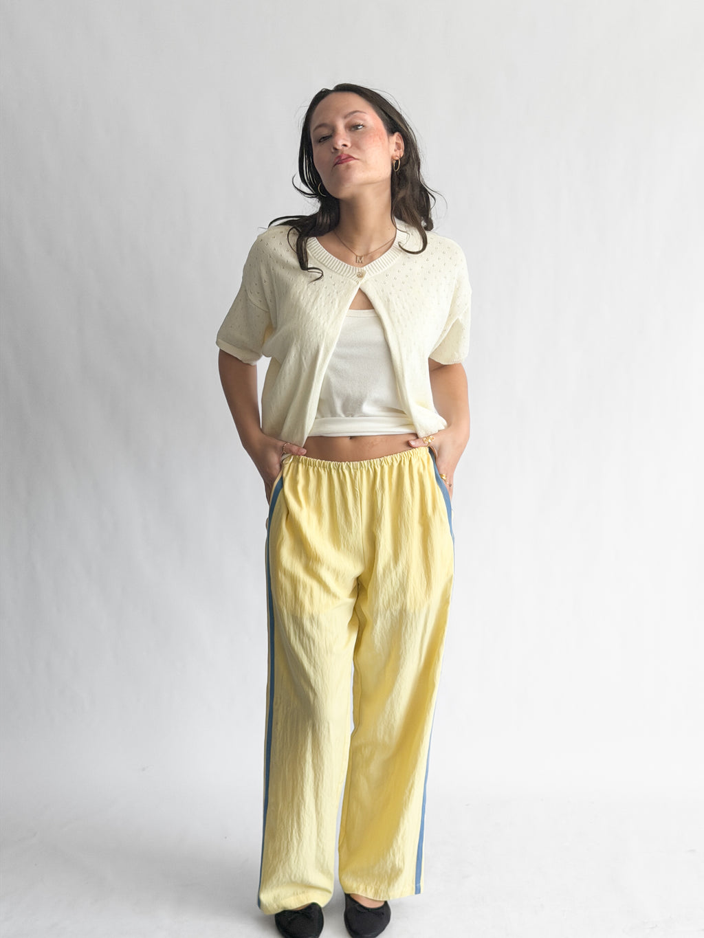 Things Between Landon Sporty Stripe Track Pants (Butter)