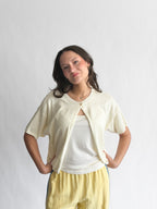 Things Between Wyatt Pointelle Open Cardigan Knit Top (Cream)
