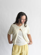 Things Between Wyatt Pointelle Open Cardigan Knit Top (Cream)