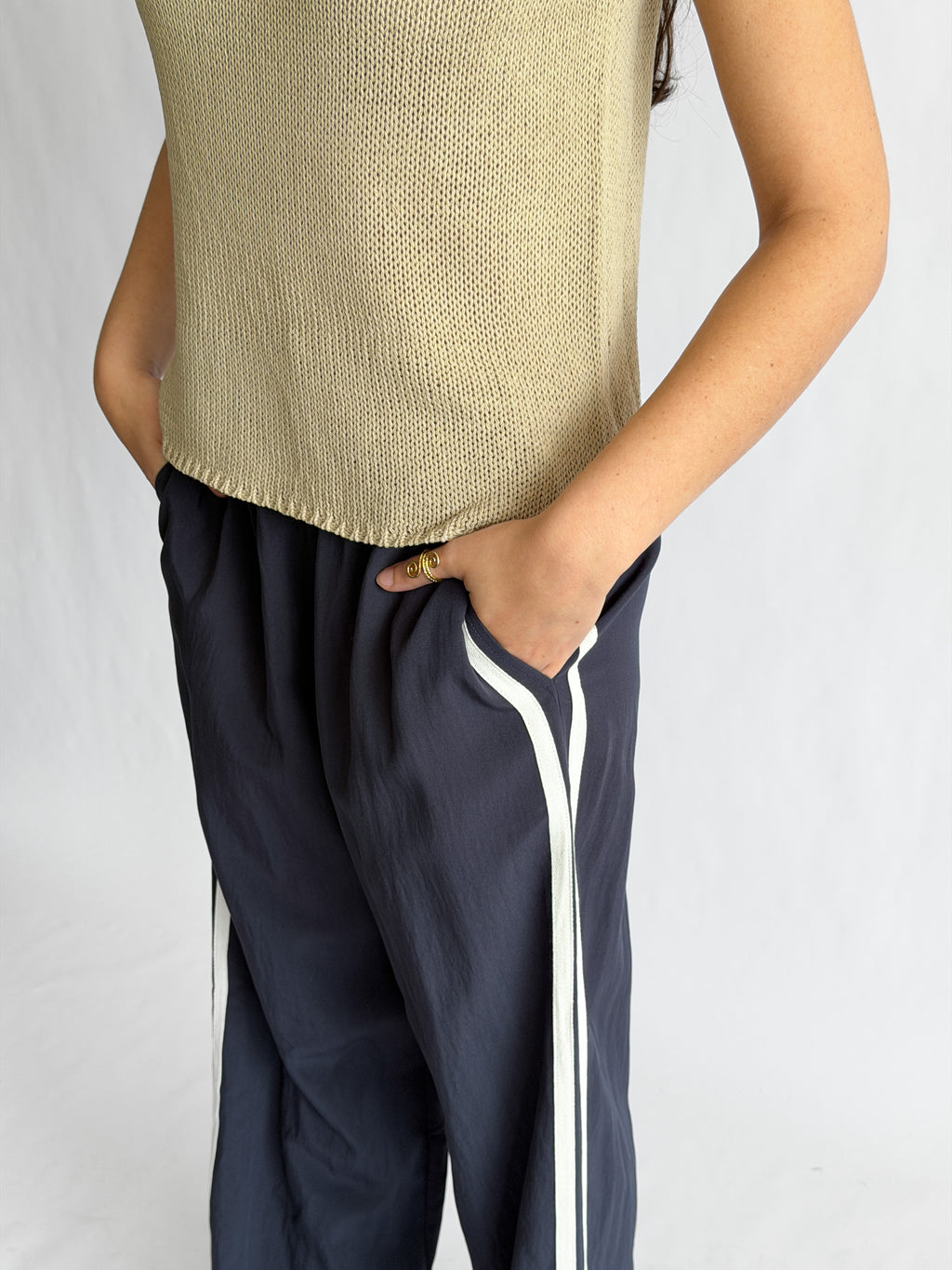 Things Between Landon Sporty Stripe Track Pants (Navy)