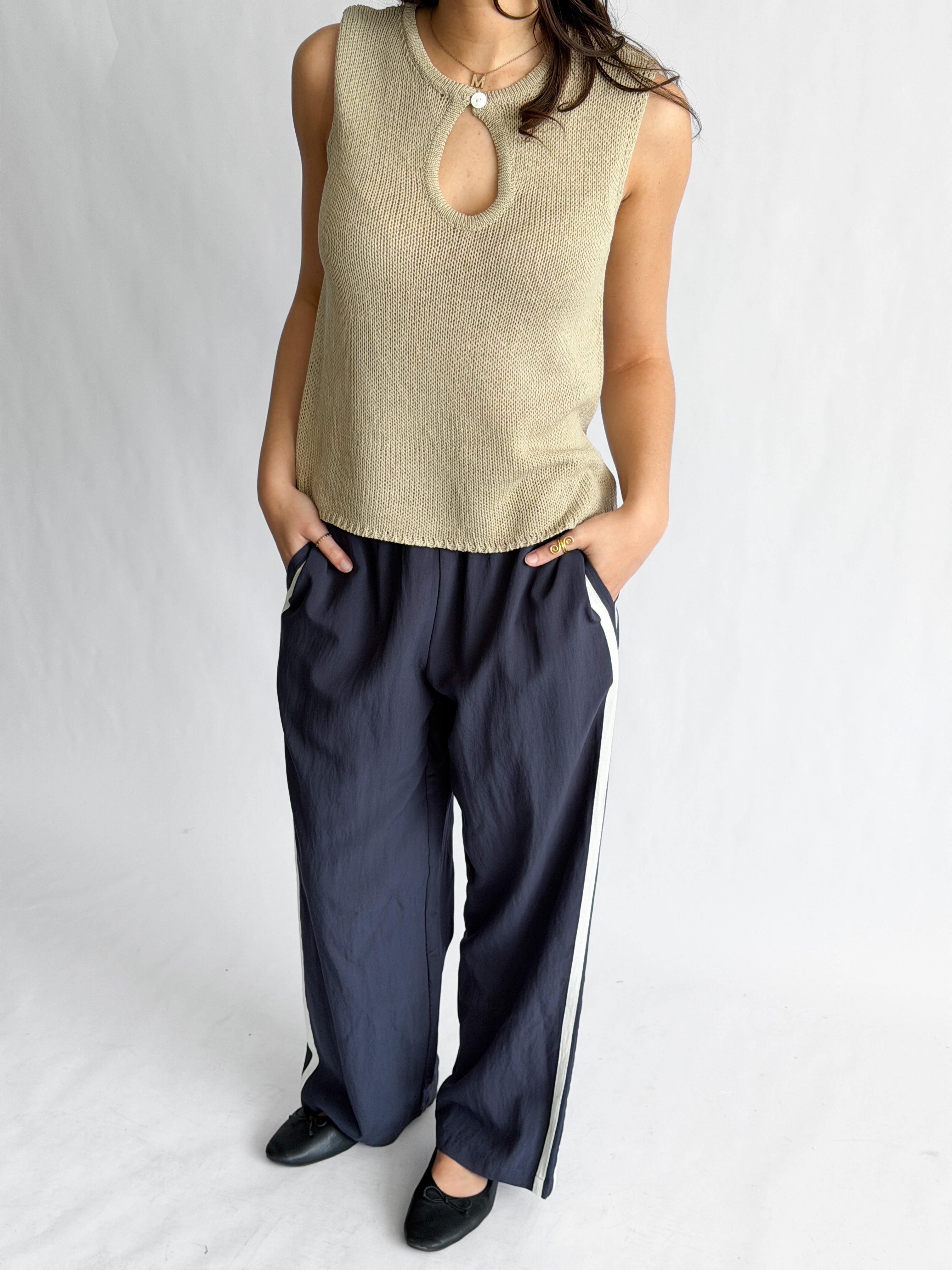 Things Between Landon Sporty Stripe Track Pants (Navy)