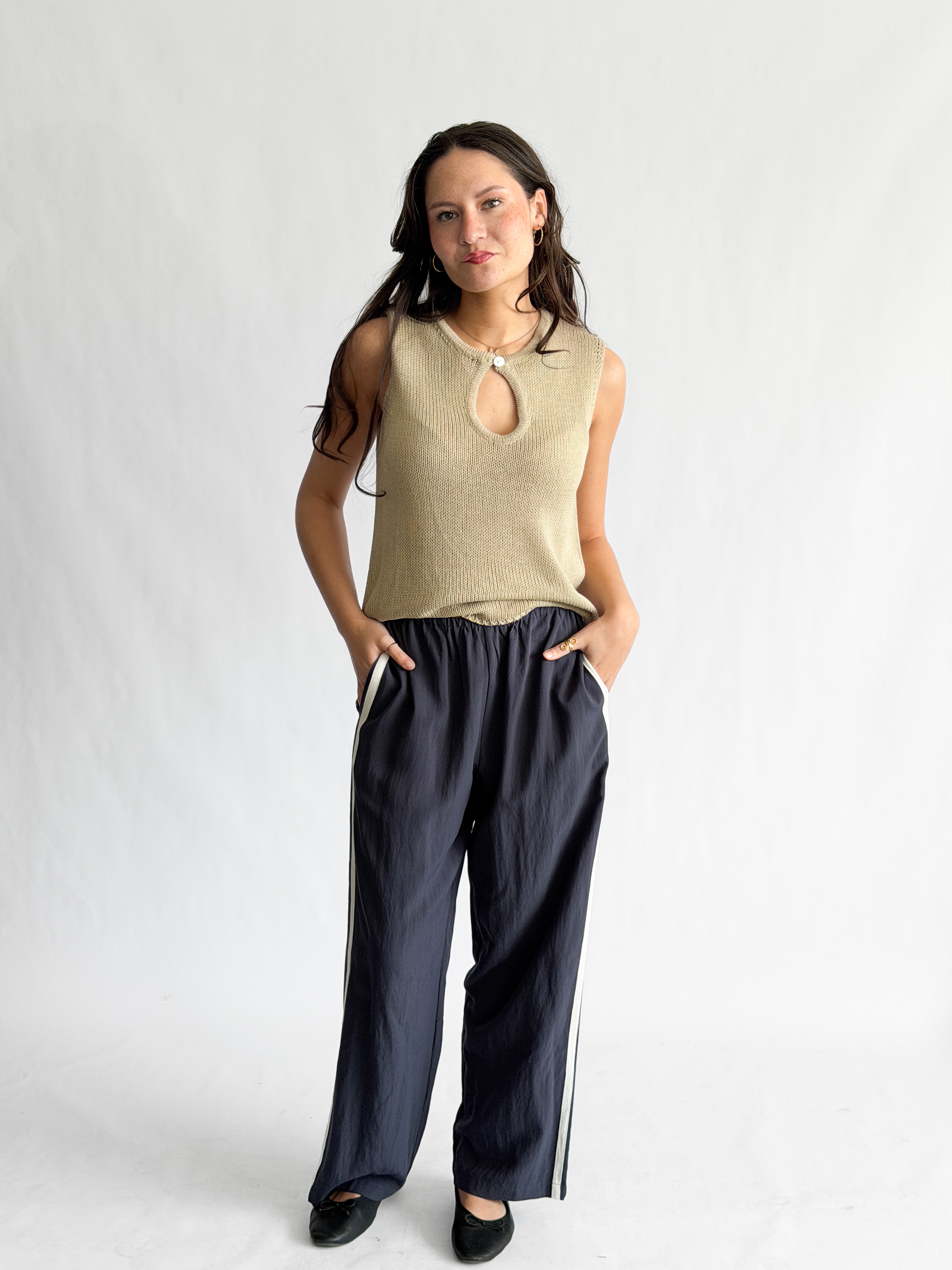 Things Between Landon Sporty Stripe Track Pants (Navy)