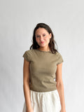 Winslow Olive Green Knit Cap Sleeve Stretch Top
