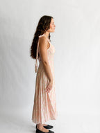 Lucy Paris Skyla Pink Floral Tie Strap Midi Dress