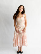 Lucy Paris Skyla Pink Floral Tie Strap Midi Dress