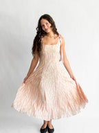 Lucy Paris Skyla Pink Floral Tie Strap Midi Dress