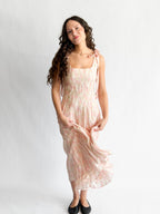 Lucy Paris Skyla Pink Floral Tie Strap Midi Dress