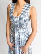 Sofie the Label Cecilia Blue Cotton Gingham Cotton Sleeveless Midi Dress