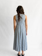 Sofie the Label Cecilia Blue Cotton Gingham Cotton Sleeveless Midi Dress