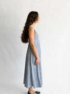 Sofie the Label Cecilia Blue Cotton Gingham Cotton Sleeveless Midi Dress