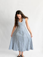 Sofie the Label Cecilia Blue Cotton Gingham Cotton Sleeveless Midi Dress