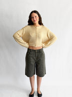 Miou Muse Wesley Leopard Print Bermuda Denim Shorts