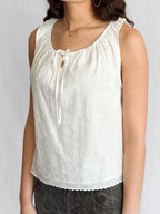 Things Between Zoey White Cotton Eyelet Babydoll Tank Top