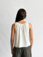Things Between Zoey White Cotton Eyelet Babydoll Tank Top