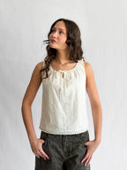 Things Between Zoey White Cotton Eyelet Babydoll Tank Top