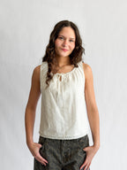 Things Between Zoey White Cotton Eyelet Babydoll Tank Top