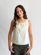 Things Between Zoey White Cotton Eyelet Babydoll Tank Top