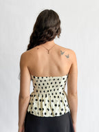 Lucy Paris Ariana Polka Dot Cotton Strapless Peplum Top