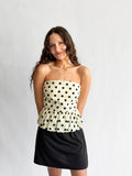 Lucy Paris Ariana Polka Dot Cotton Strapless Peplum Top