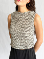 Miou Muse Luna Grey Multicolor Shirred Tank Top