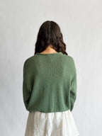 Miou Muse Wyatt Ivy Green Woven Knit Buttoned Cardigan