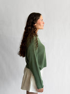 Miou Muse Wyatt Ivy Green Woven Knit Buttoned Cardigan
