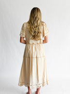 Vera Cream Short Sleeve Eyelet Detail Tie Top