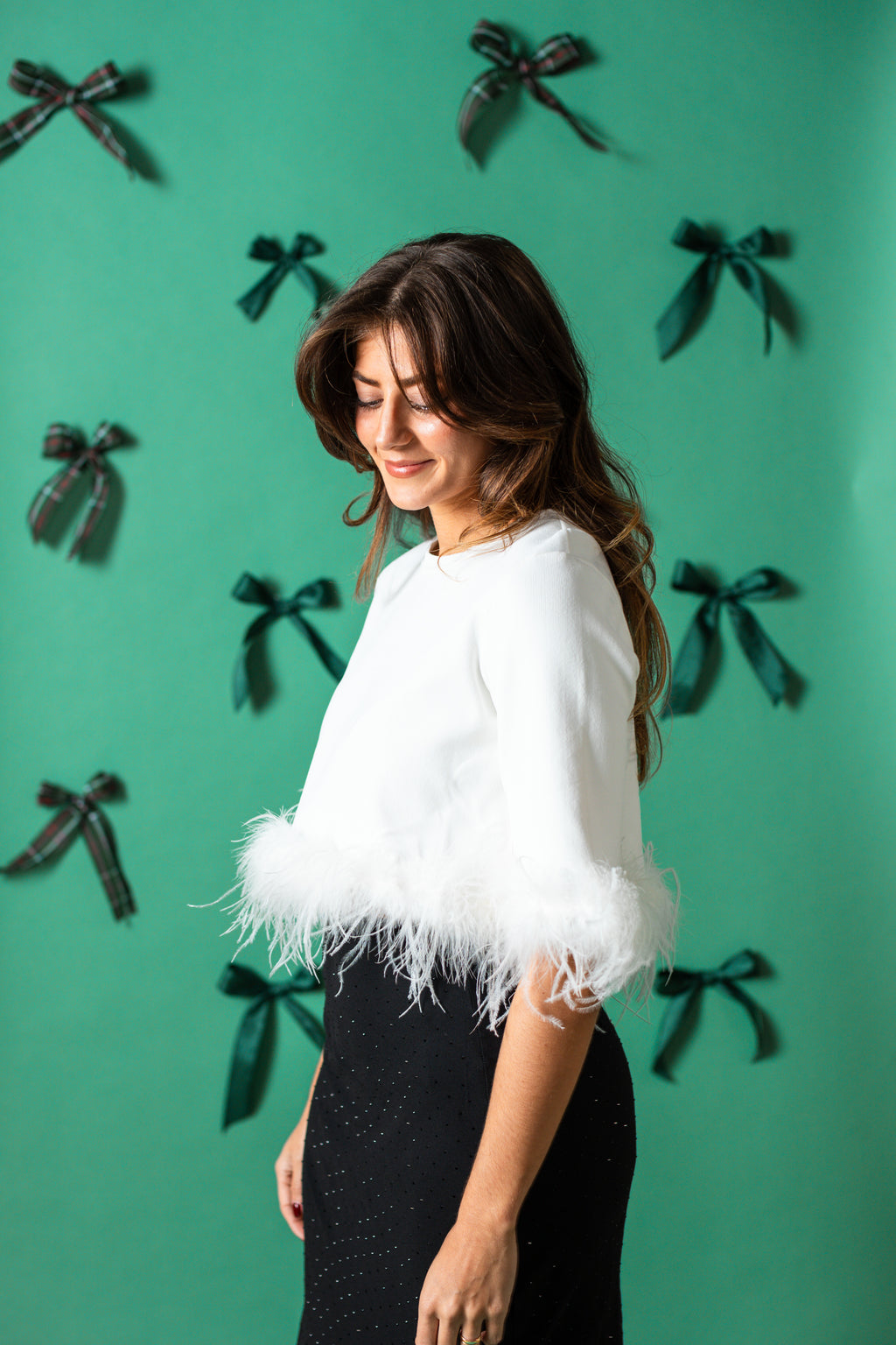 Lucy Paris Sally White Feather Woven Top