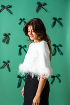 Lucy Paris Sally White Feather Woven Top