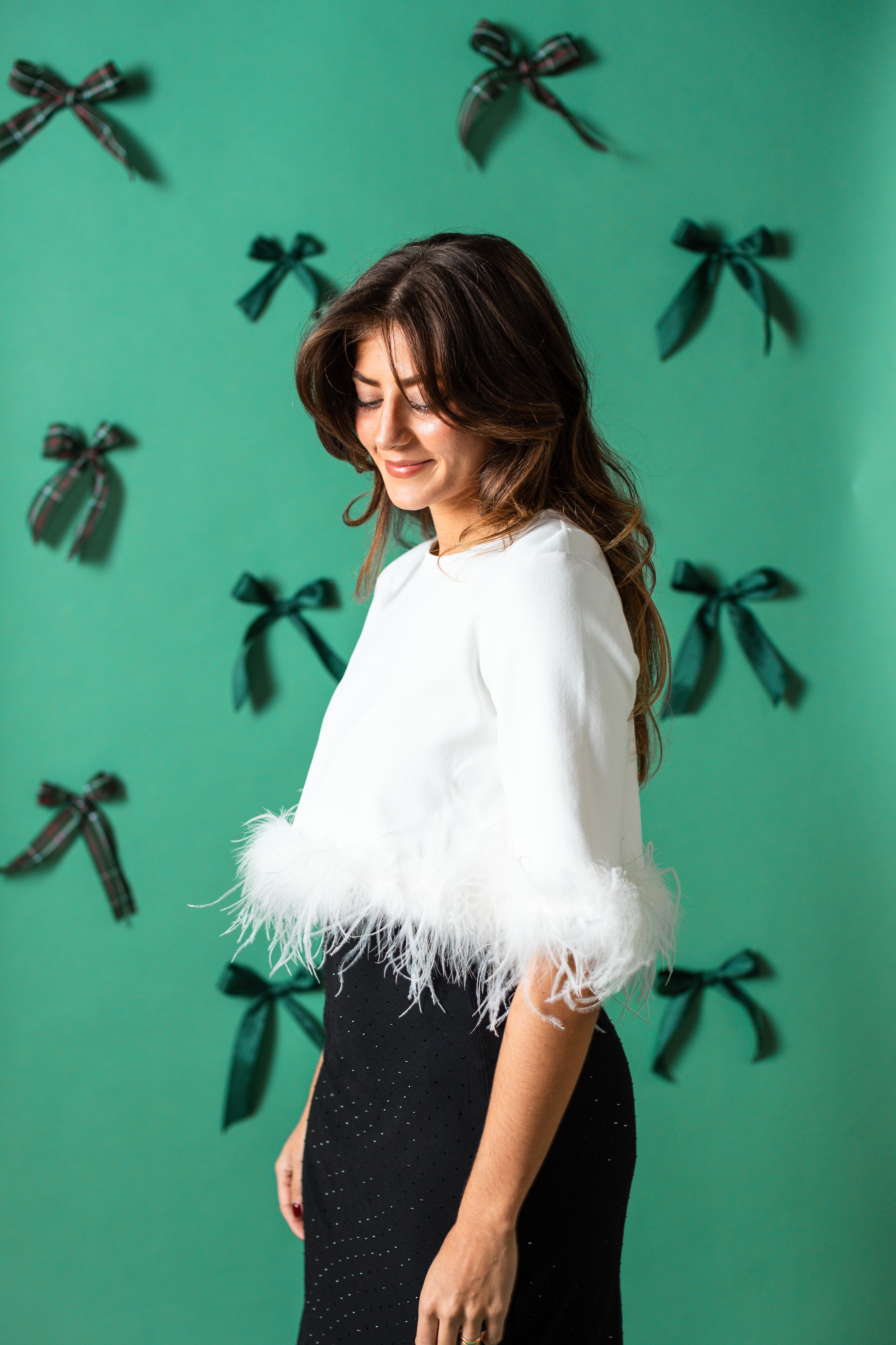 Lucy Paris Sally White Feather Woven Top