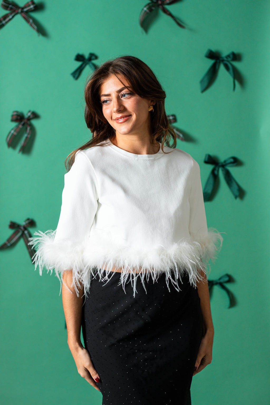 Lucy Paris Sally White Feather Woven Top