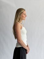 Remy Stud Detail Ribbed Tank Top (White)