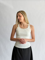 Remy Stud Detail Ribbed Tank Top (White)