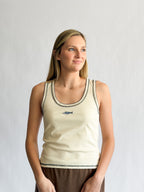 Reese Cream Contrast Stitch Fish Patch Tank Top