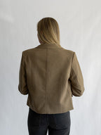 Rowan Taupe Boxy Crop Buttoned Blazer