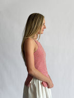 Rory Red Gingham Boatneck Sleeveless Top