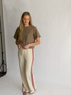 Piper Waffle Knit Stripe Track Pants (Cream)