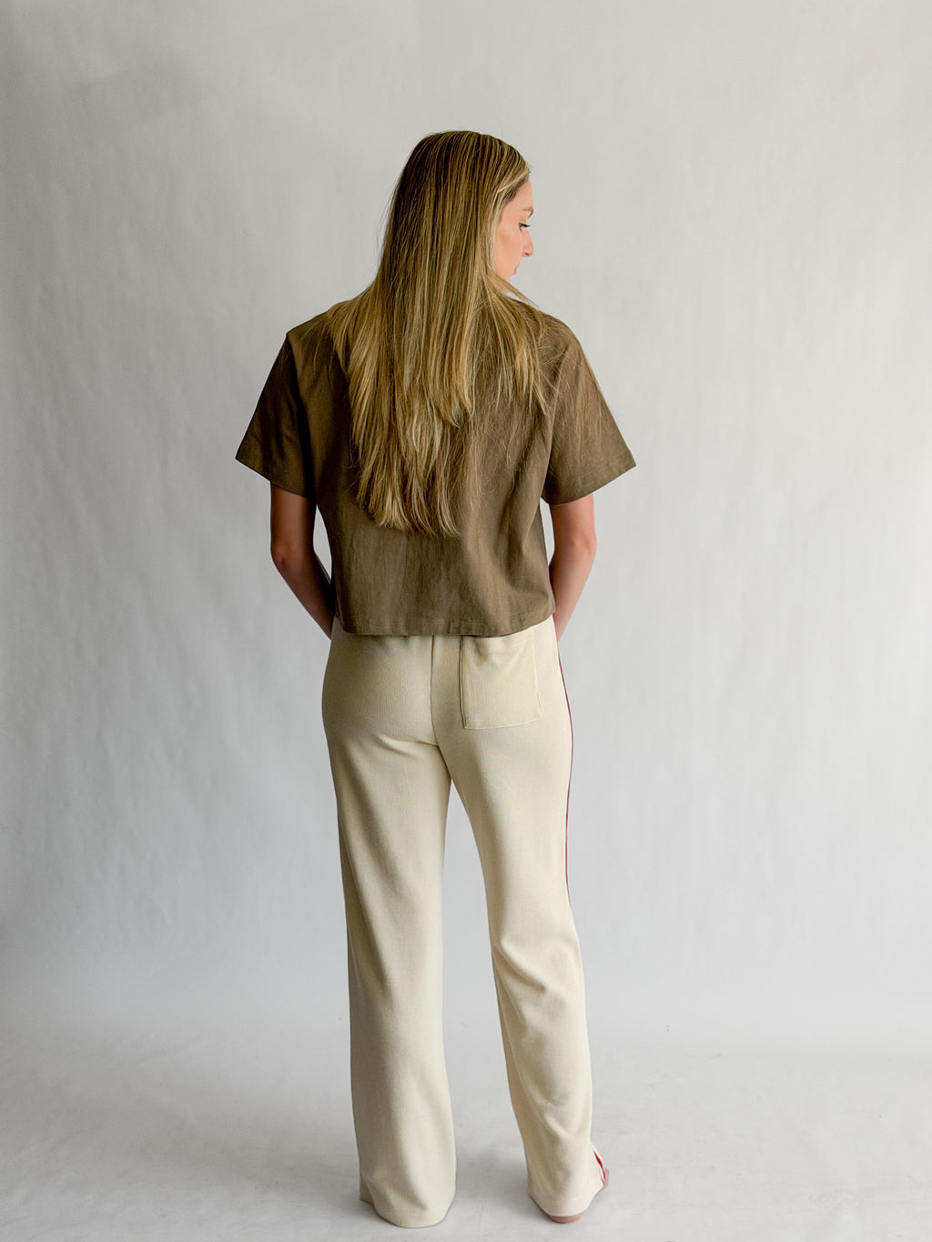Piper Waffle Knit Stripe Track Pants (Cream)