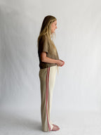 Piper Waffle Knit Stripe Track Pants (Cream)